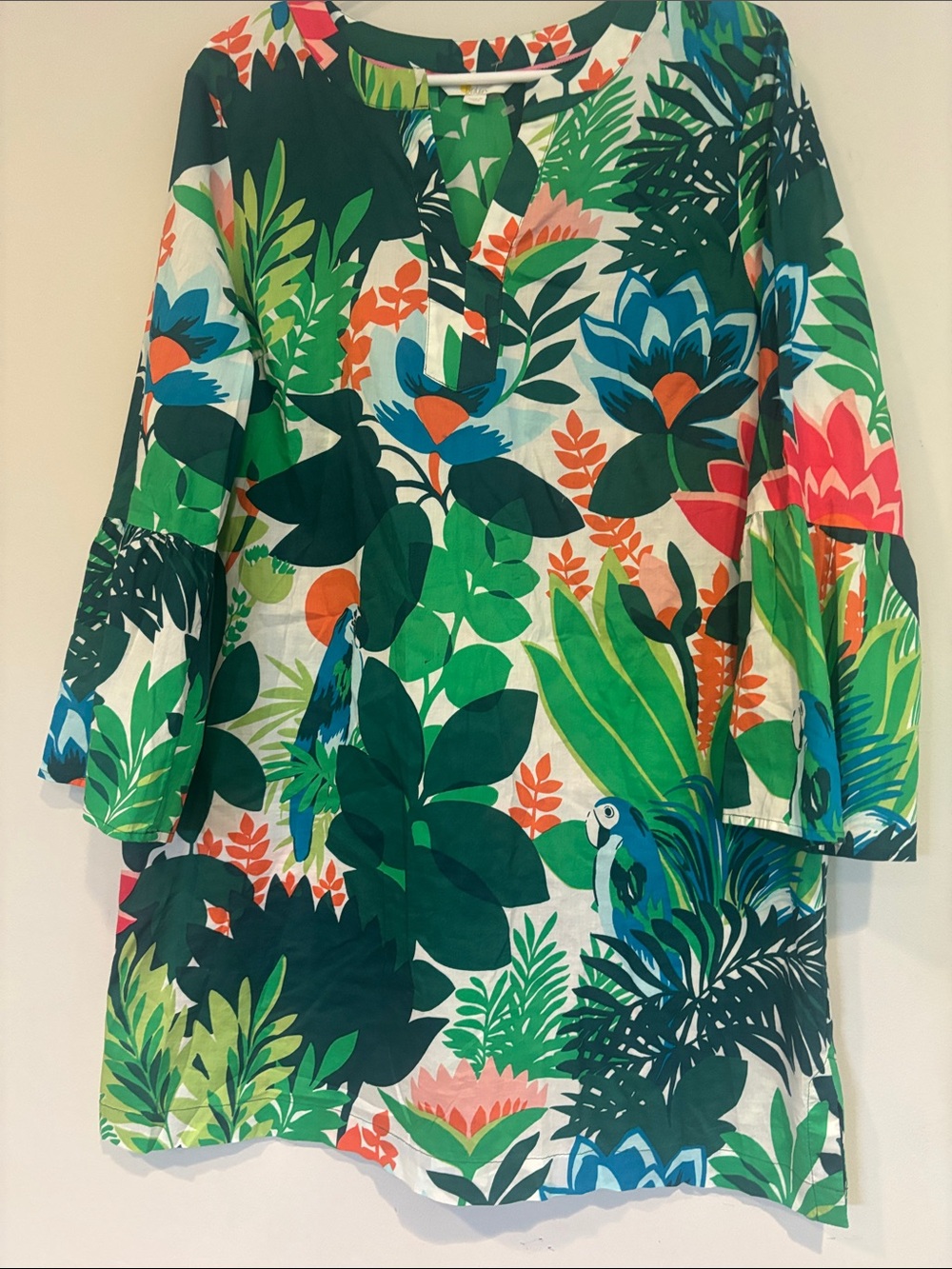 Boden Green Multi Tropical Print swim cover up